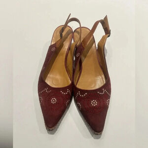 Sundance Minette Embroidered Leather Slingback 36 Boho Festival Bohemian Hippie